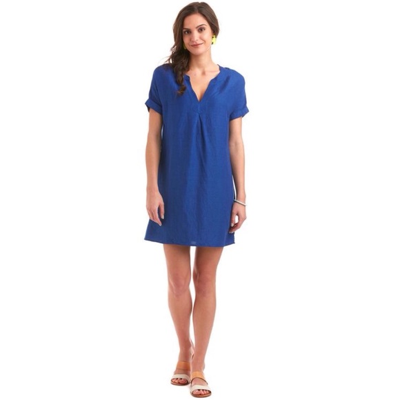 NWOT Vineyard Vines Blue Linen Rayon Dolman Dress - Picture 2 of 8